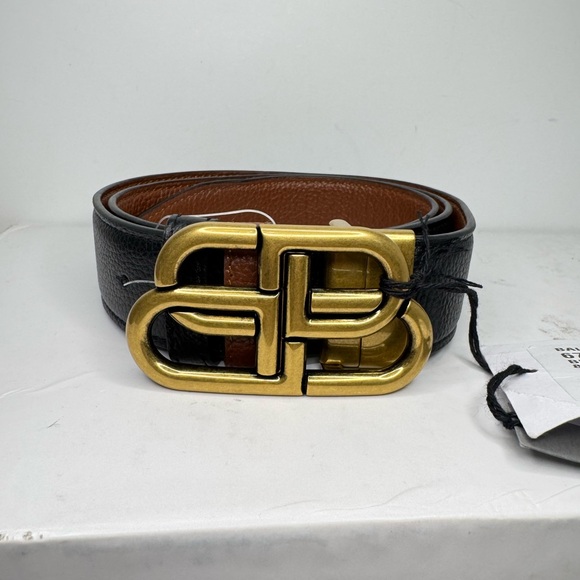 BALENCIAGA Logo-Buckle Reversible Belt Sz 80 - Picture 2 of 8